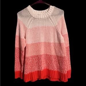 Aerie Pink and Red Striped Knit Sweater Size Medium